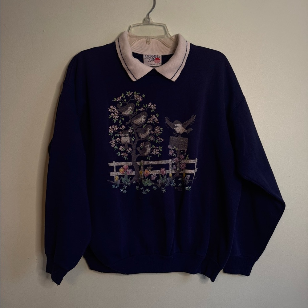 Vintage 90s Collared Bird Crewneck (L)